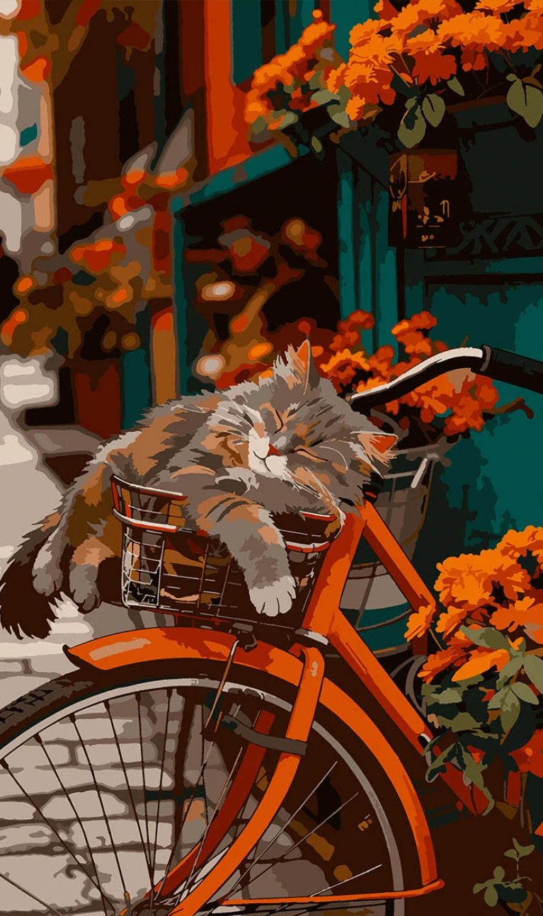 Картина за номерами Santi Котик на велосипеді 30x50 см (955648)